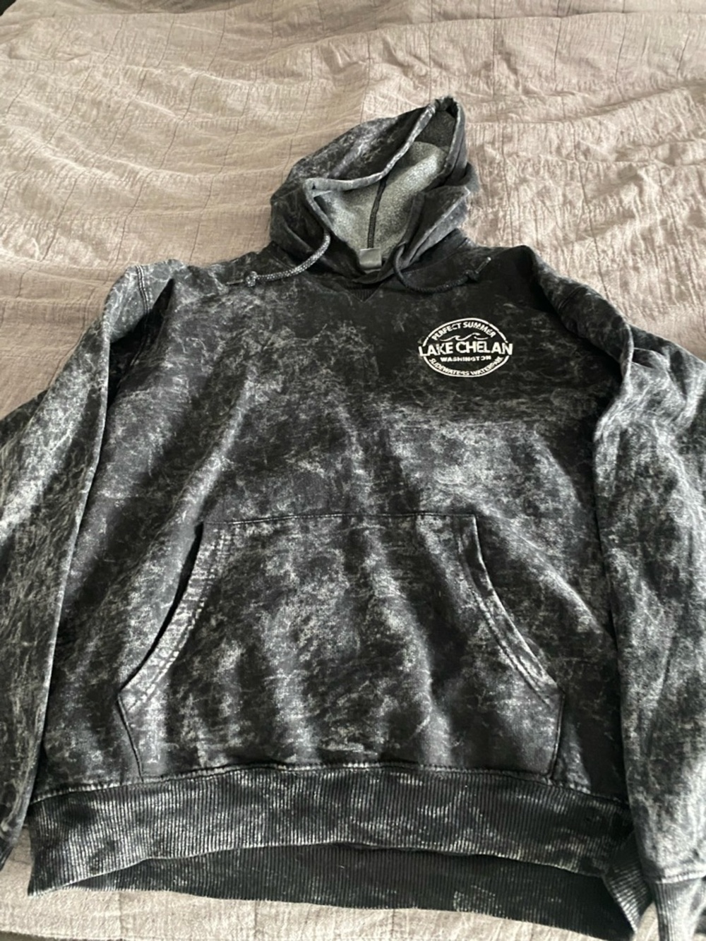 NWT Black Acid-Wash Hoodie -Pullover